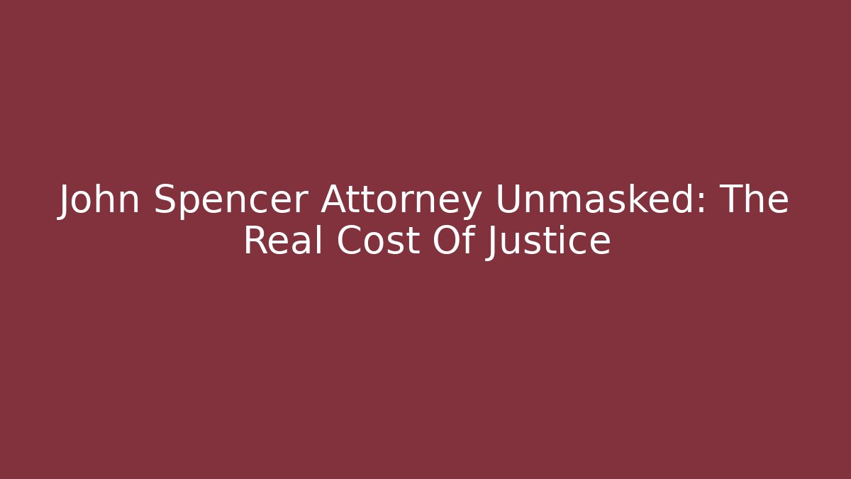John Spencer Attorney Unmasked: The Real Cost Of Justice