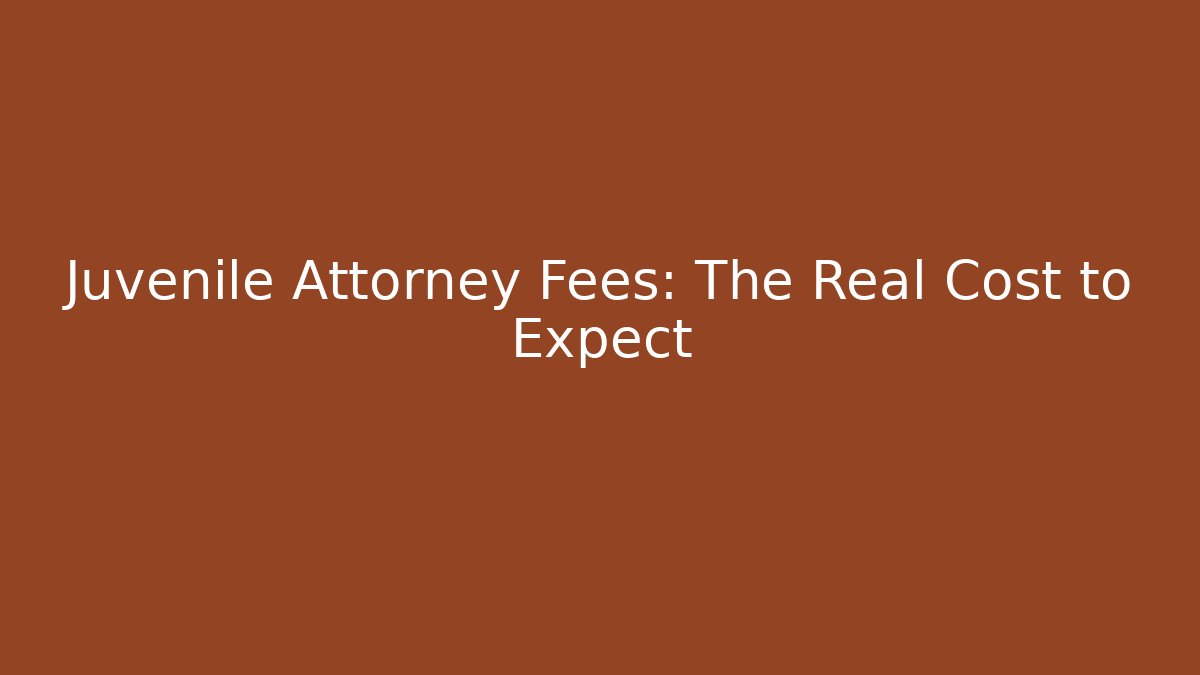 Juvenile Attorney Fees: The Real Cost to Expect