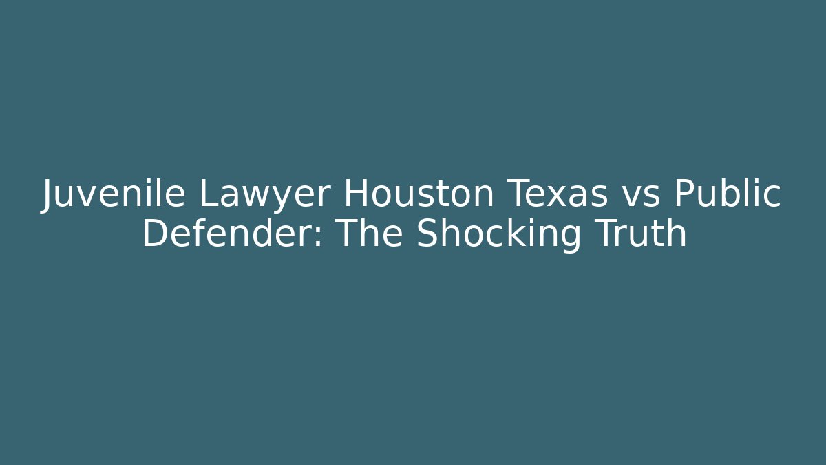 Juvenile Lawyer Houston Texas vs Public Defender: The Shocking Truth
