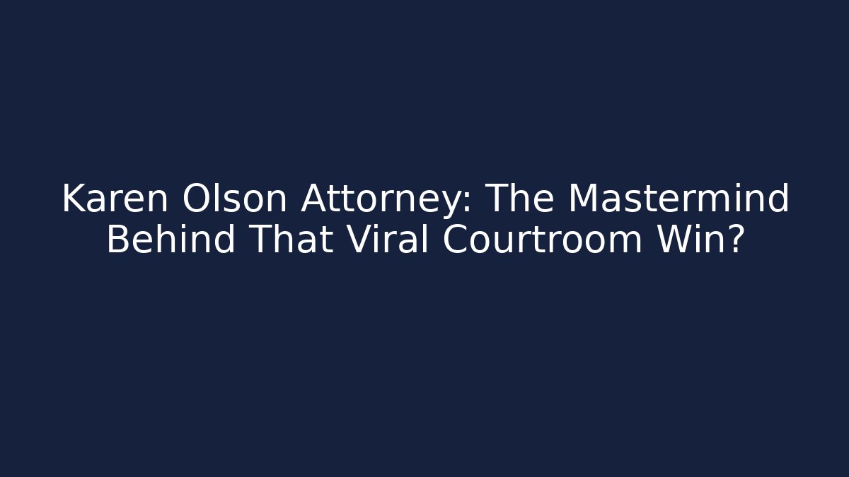 Karen Olson Attorney: The Mastermind Behind That Viral Courtroom Win?