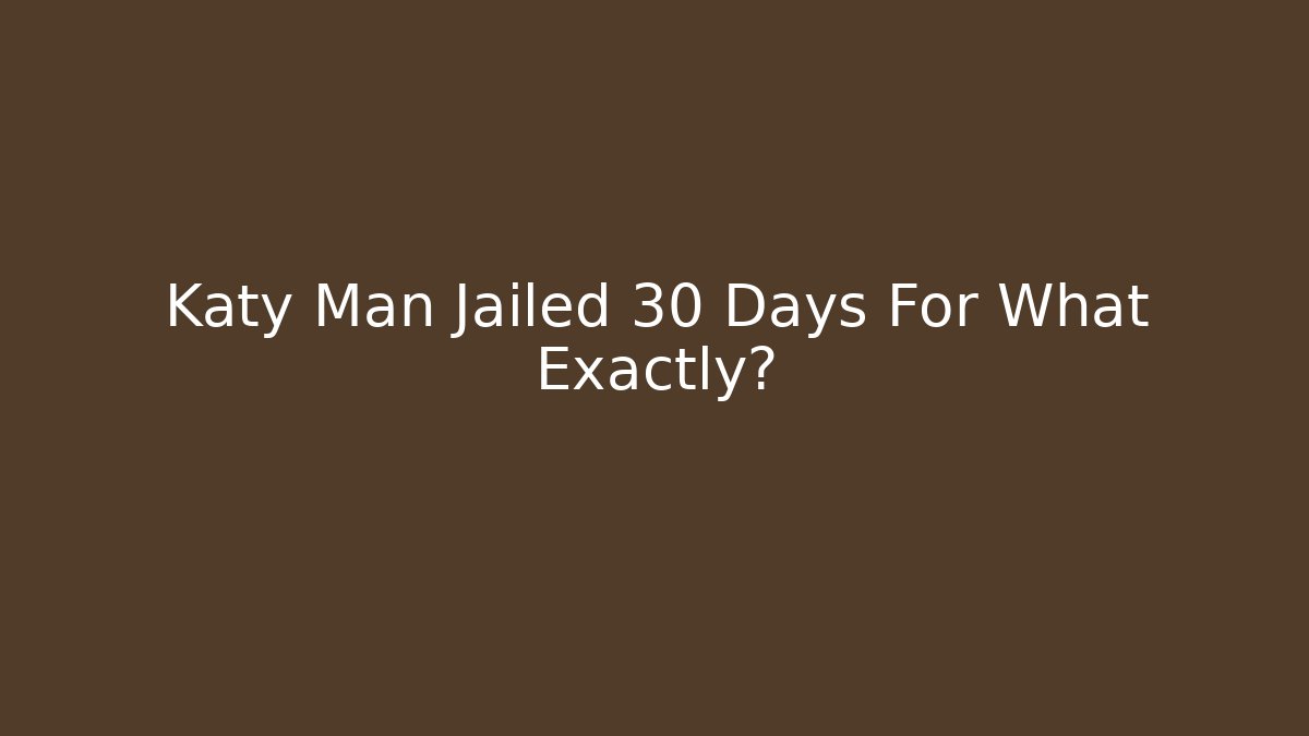 Katy Man Jailed 30 Days For What Exactly? - WealthxGroup