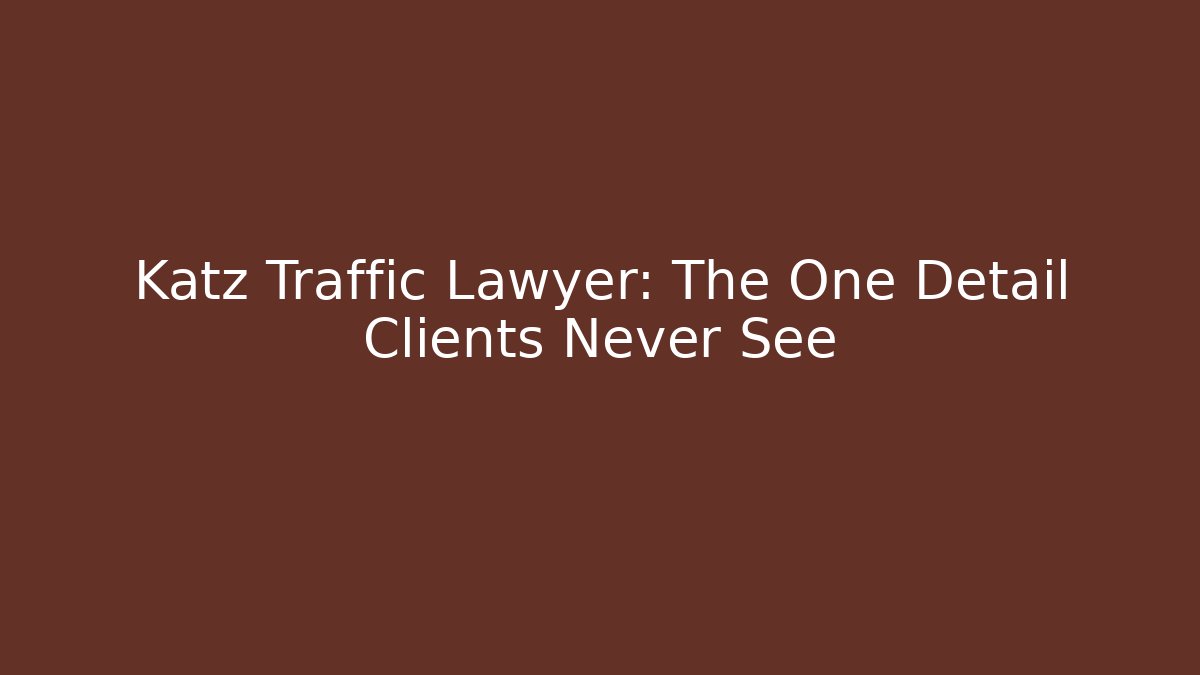 Katz Traffic Lawyer: The One Detail Clients Never See