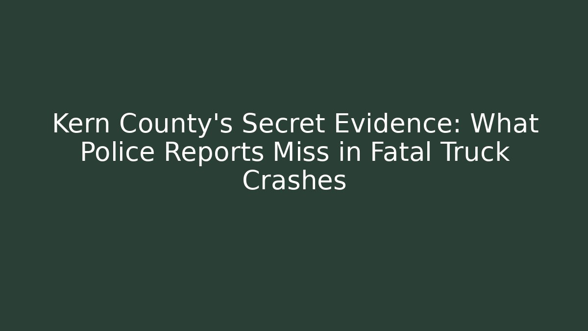 Kern County’s Secret Evidence: What Police Reports Miss in Fatal Truck Crashes