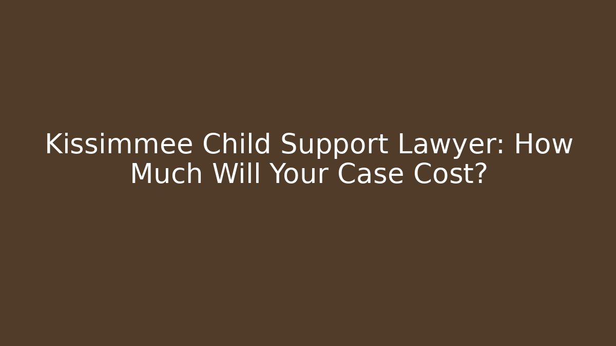 Kissimmee Child Support Lawyer: How Much Will Your Case Cost? - WealthxGroup