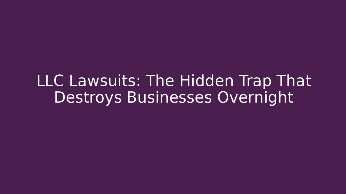 LLC Lawsuits: The Hidden Trap That Destroys Businesses Overnight