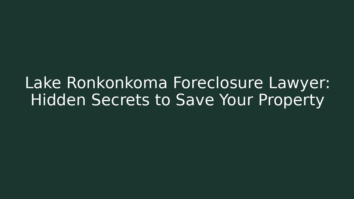 Lake Ronkonkoma Foreclosure Lawyer: Hidden Secrets to Save Your Property