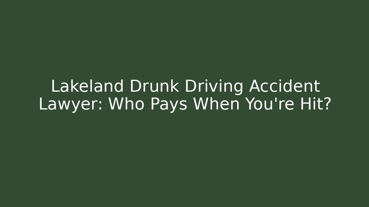 Lakeland Drunk Driving Accident Lawyer: Who Pays When You're Hit?