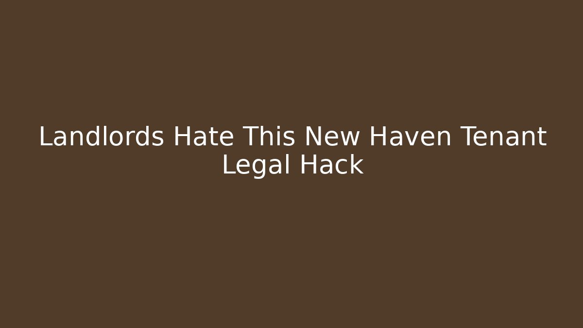 Landlords Hate This New Haven Tenant Legal Hack - WealthxGroup