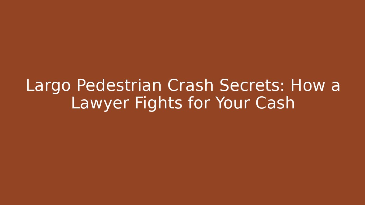 Largo Pedestrian Crash Secrets: How a Lawyer Fights for Your Cash