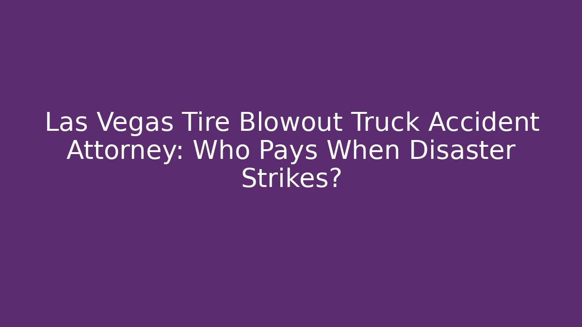 Las Vegas Tire Blowout Truck Accident Attorney: Who Pays When Disaster Strikes?
