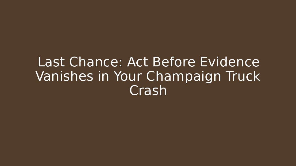 Last Chance: Act Before Evidence Vanishes in Your Champaign Truck Crash