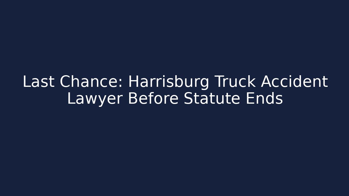 Last Chance: Harrisburg Truck Accident Lawyer Before Statute Ends