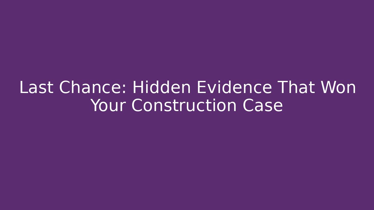 Last Chance: Hidden Evidence That Won Your Construction Case