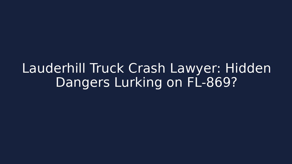 Lauderhill Truck Crash Lawyer: Hidden Dangers Lurking on FL-869?