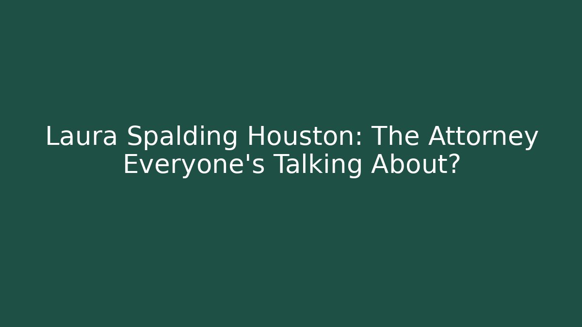 Laura Spalding Houston: The Attorney Everyone's Talking About?