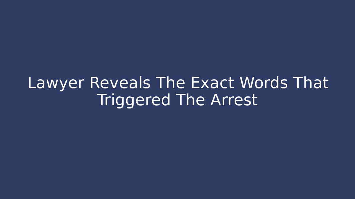 Lawyer Reveals The Exact Words That Triggered The Arrest
