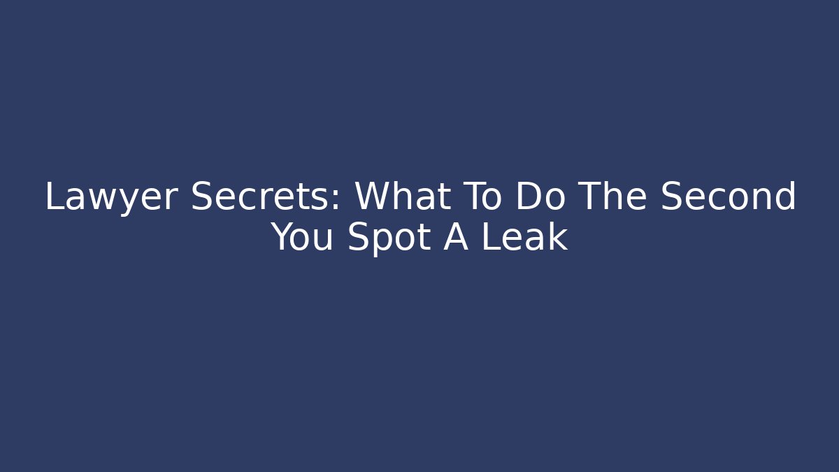 Lawyer Secrets: What To Do The Second You Spot A Leak