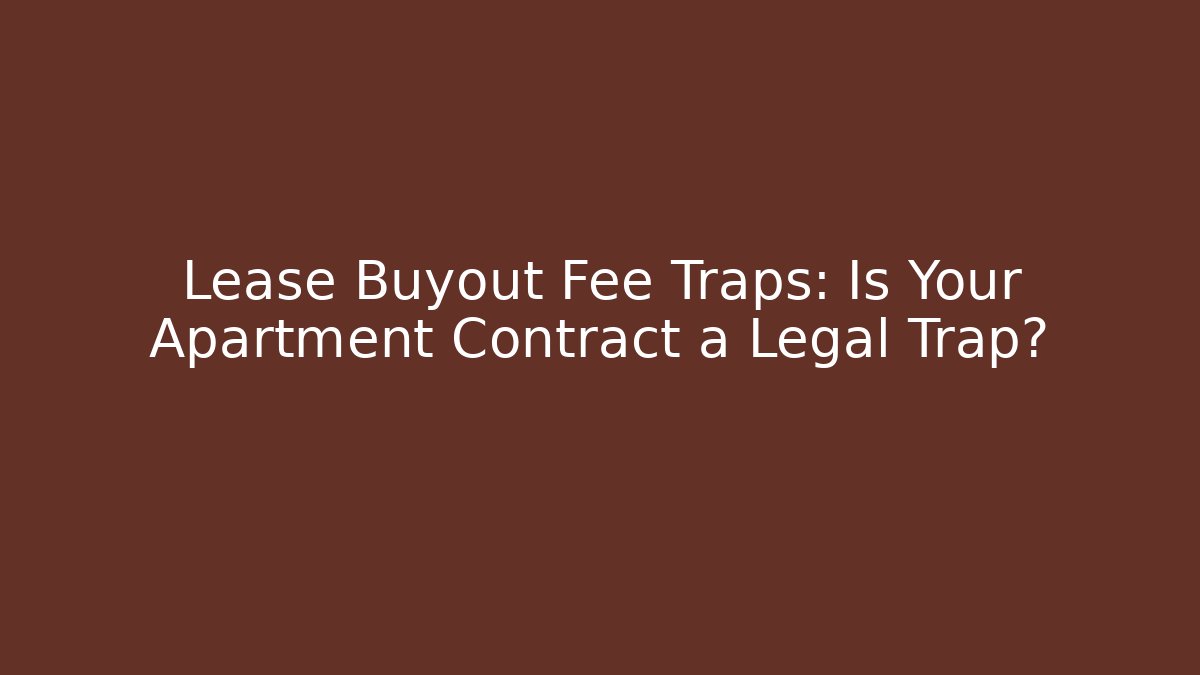 Lease Buyout Fee Traps: Is Your Apartment Contract a Legal Trap?