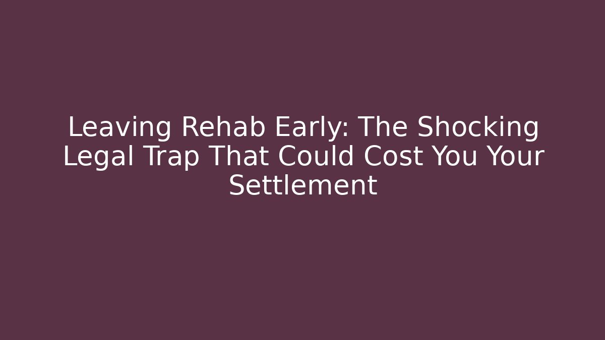 Leaving Rehab Early: The Shocking Legal Trap That Could Cost You Your Settlement