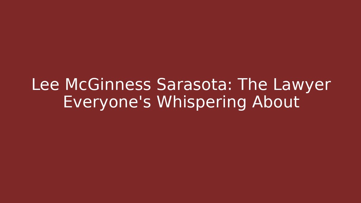 Lee McGinness Sarasota: The Lawyer Everyone's Whispering About