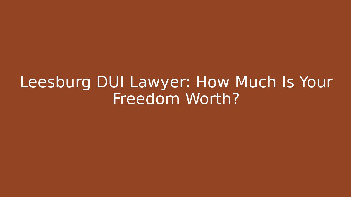 Leesburg DUI Lawyer: How Much Is Your Freedom Worth?