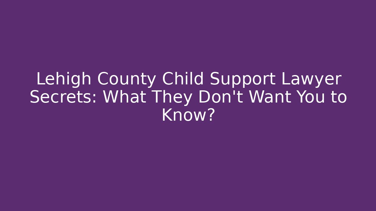 Lehigh County Child Support Lawyer Secrets: What They Don't Want You to Know?