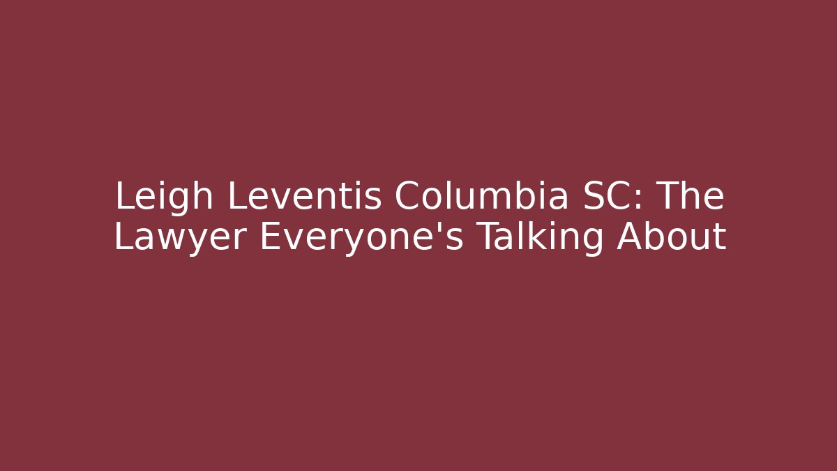 Leigh Leventis Columbia SC: The Lawyer Everyone's Talking About