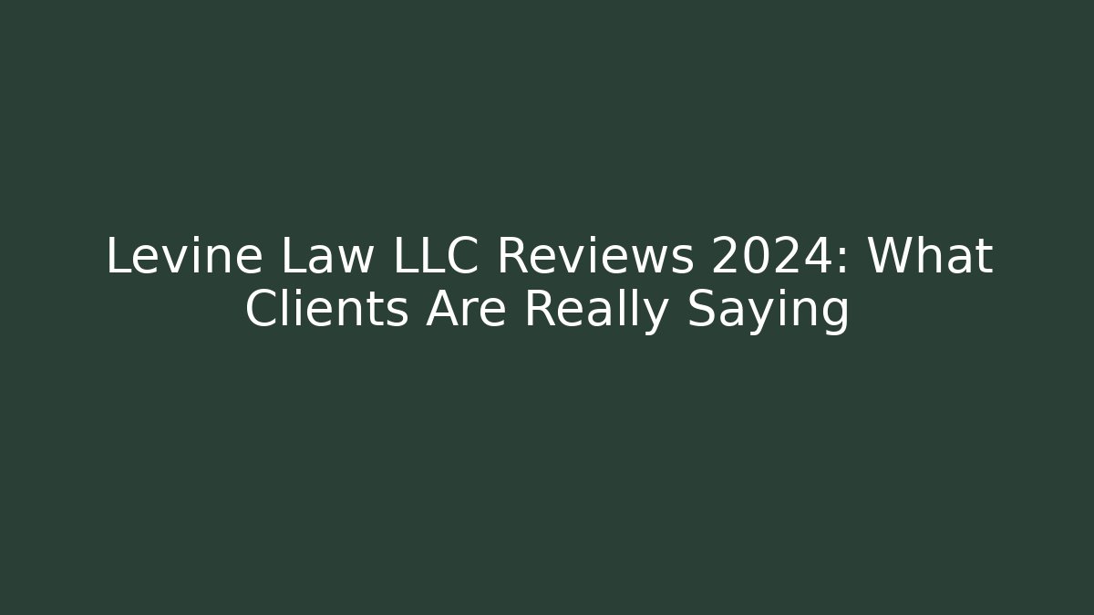 Levine Law LLC Reviews 2024: What Clients Are Really Saying