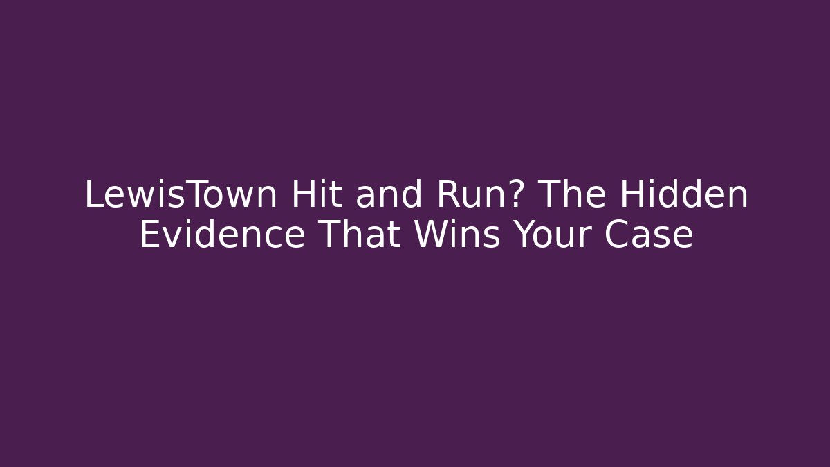LewisTown Hit and Run? The Hidden Evidence That Wins Your Case - WealthxGroup