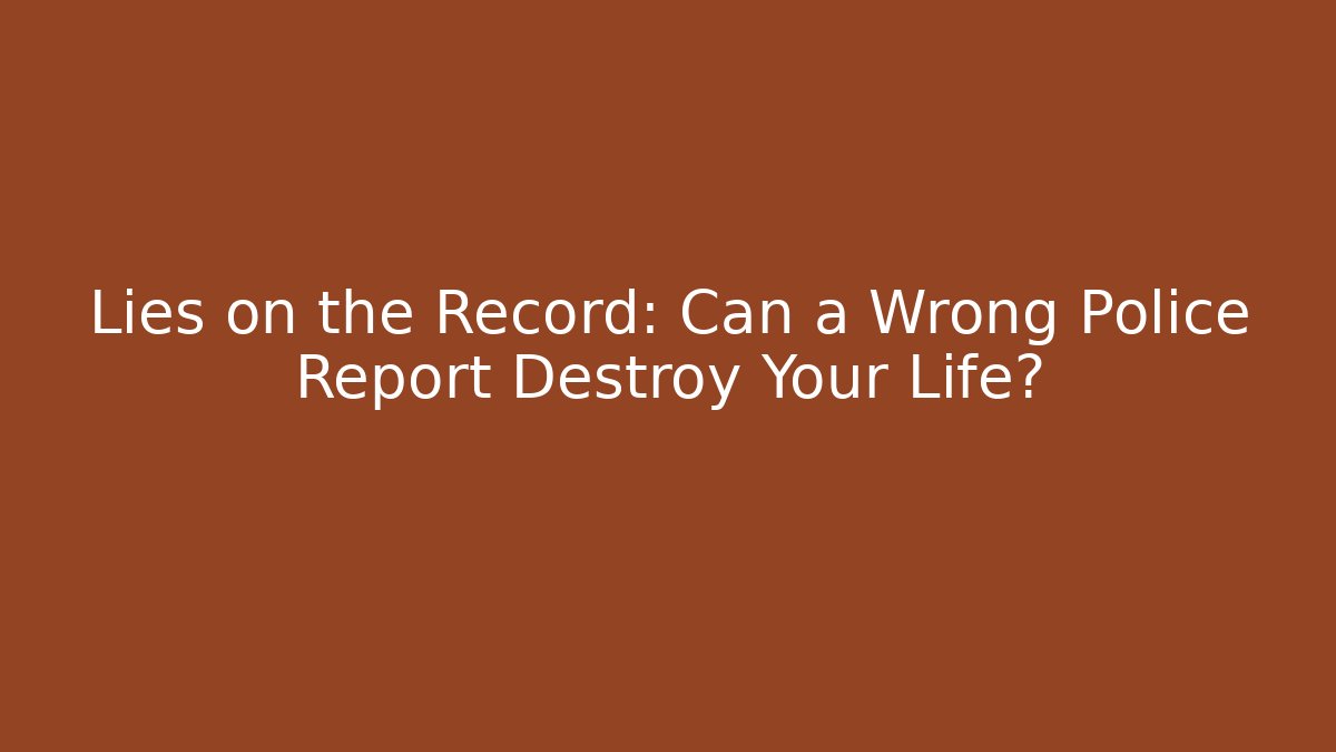 Lies on the Record: Can a Wrong Police Report Destroy Your Life?