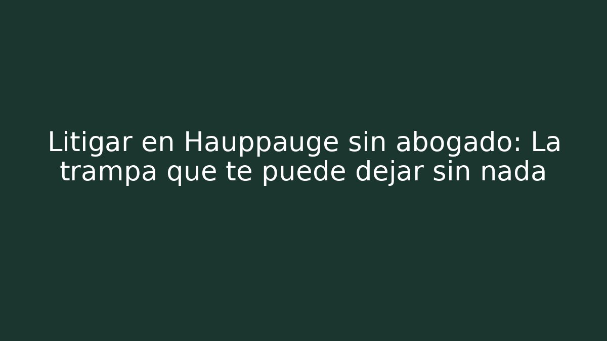 Litigar en Hauppauge sin abogado: La trampa que te puede dejar sin nada