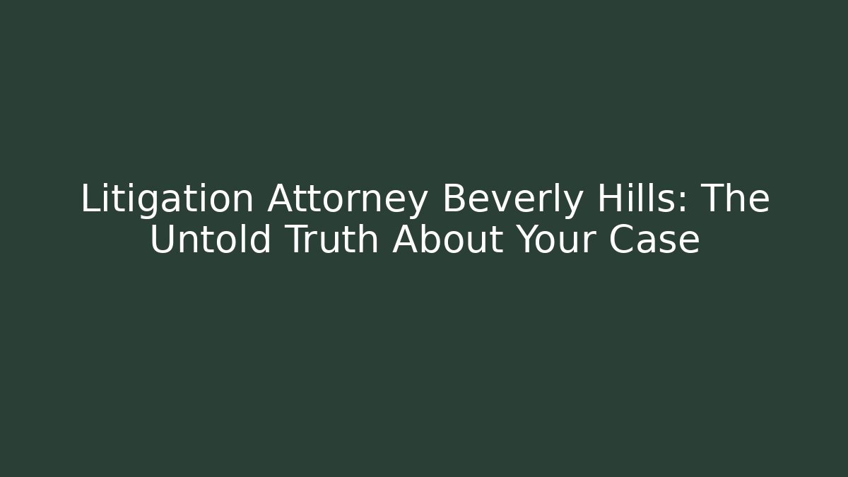 Litigation Attorney Beverly Hills: The Untold Truth About Your Case - WealthxGroup
