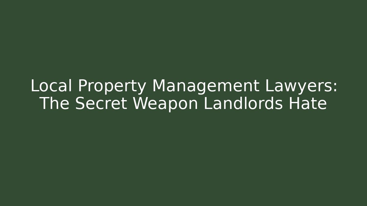 Local Property Management Lawyers: The Secret Weapon Landlords Hate