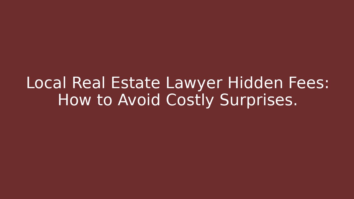 Local Real Estate Lawyer Hidden Fees: How to Avoid Costly Surprises.
