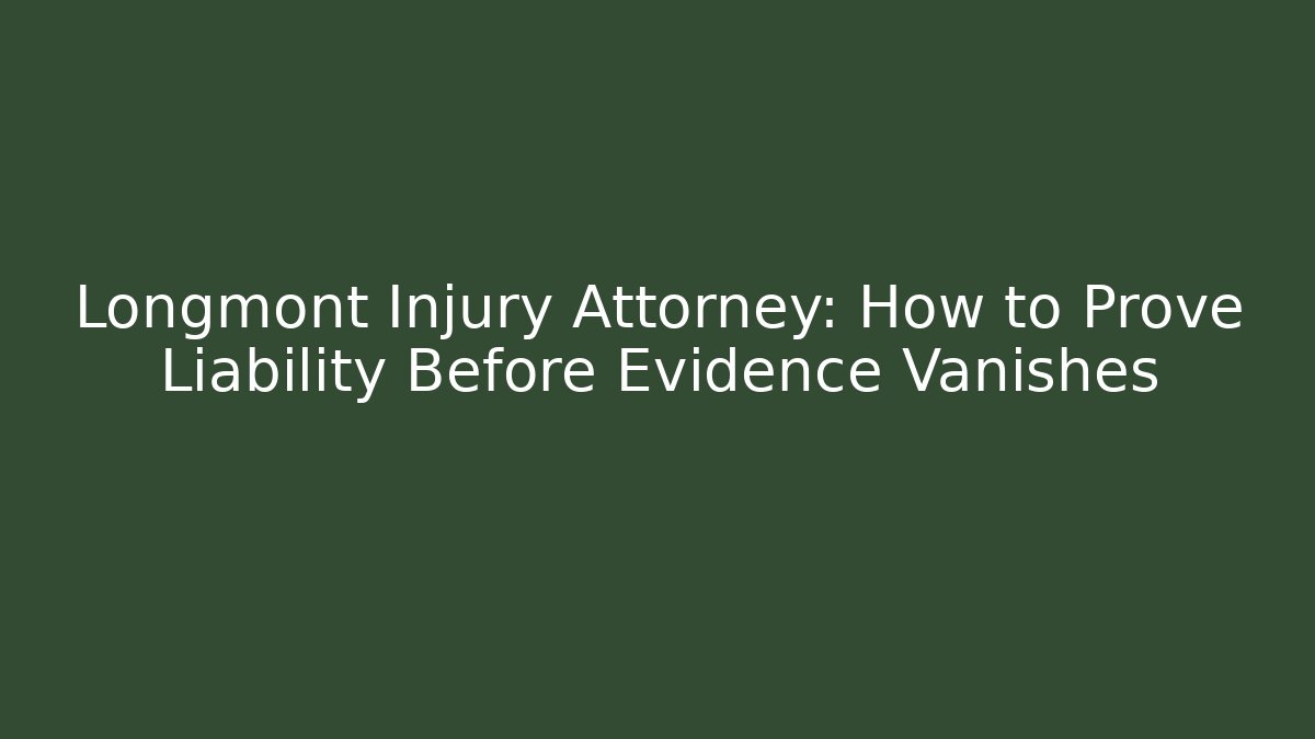 Longmont Injury Attorney: How to Prove Liability Before Evidence Vanishes - WealthxGroup