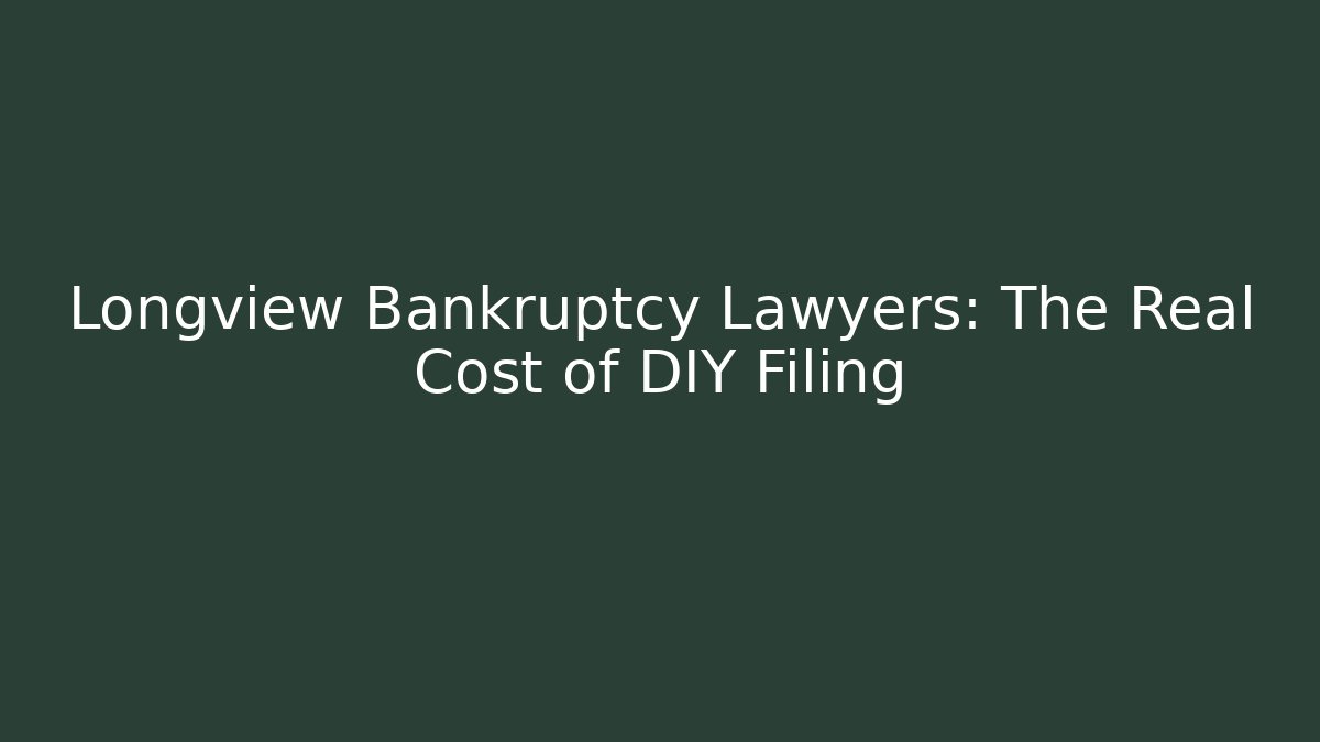 Longview Bankruptcy Lawyers: The Real Cost of DIY Filing