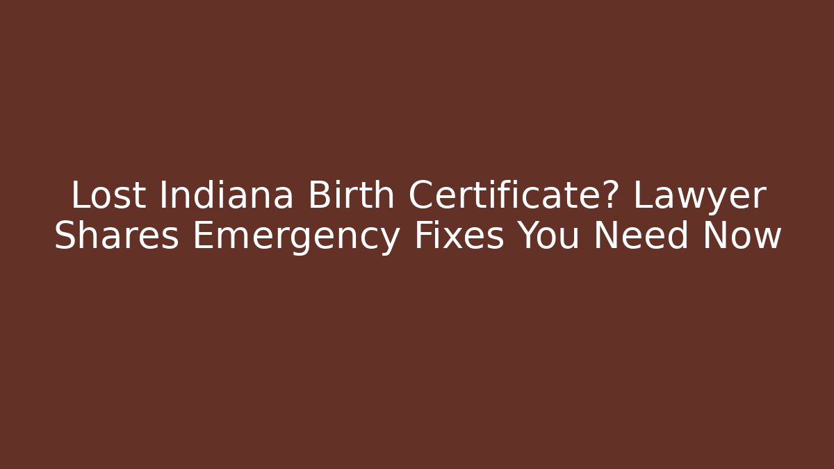 Lost Indiana Birth Certificate? Lawyer Shares Emergency Fixes You Need Now - WealthxGroup