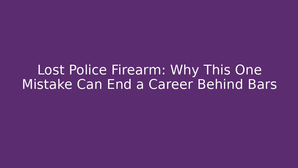 Lost Police Firearm: Why This One Mistake Can End a Career Behind Bars