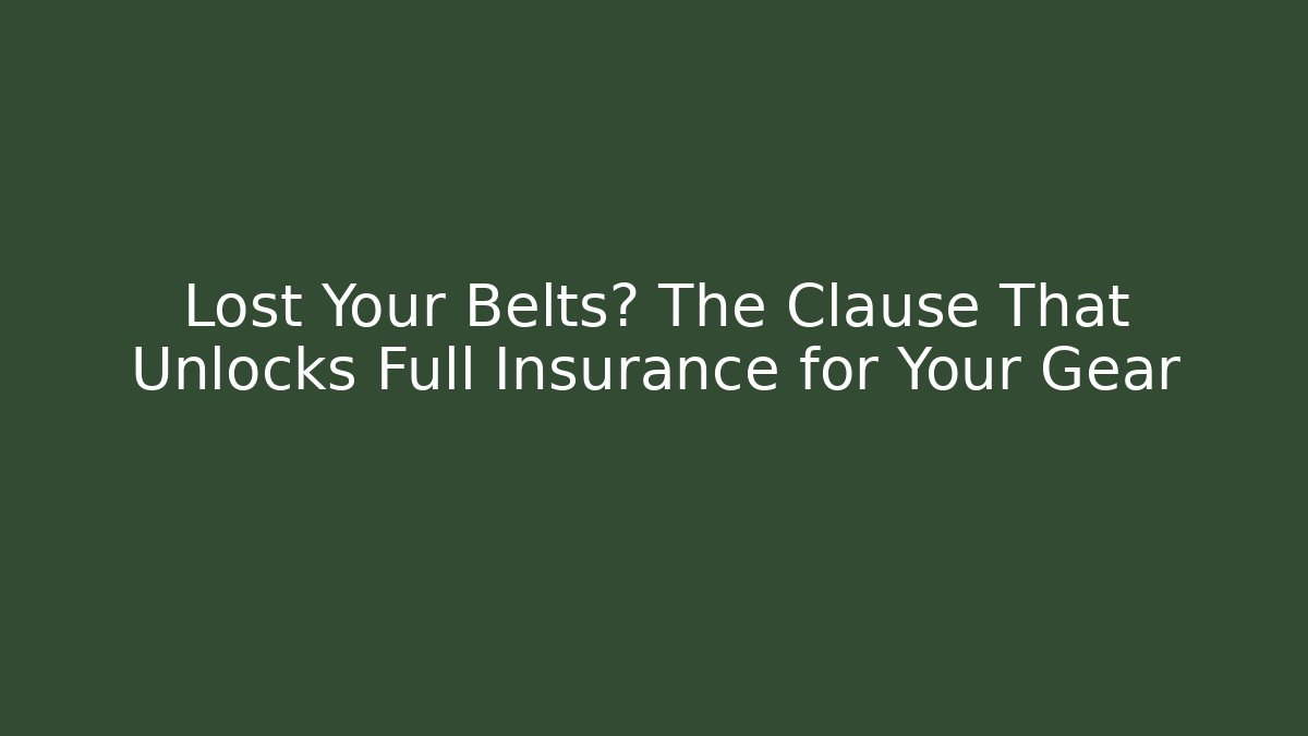 Lost Your Belts? The Clause That Unlocks Full Insurance for Your Gear