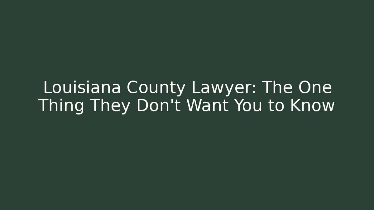 Louisiana County Lawyer: The One Thing They Don't Want You to Know