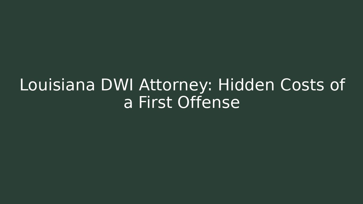 Louisiana DWI Attorney: Hidden Costs of a First Offense