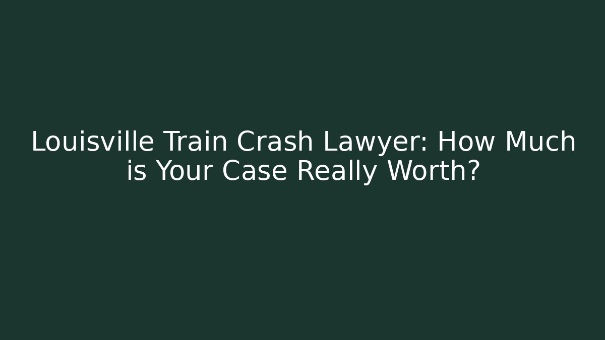 Louisville Train Crash Lawyer: How Much is Your Case Really Worth?