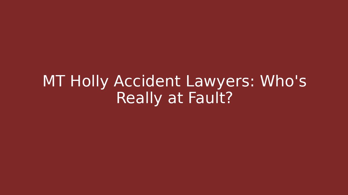 MT Holly Accident Lawyers: Who’s Really at Fault?