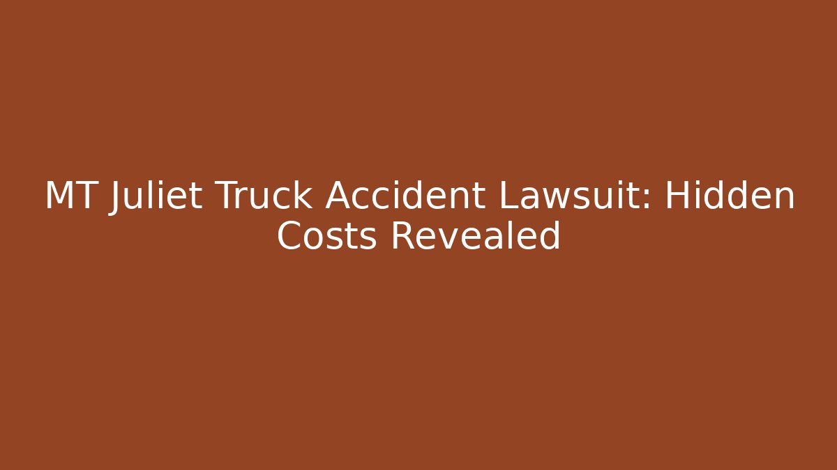 MT Juliet Truck Accident Lawsuit: Hidden Costs Revealed