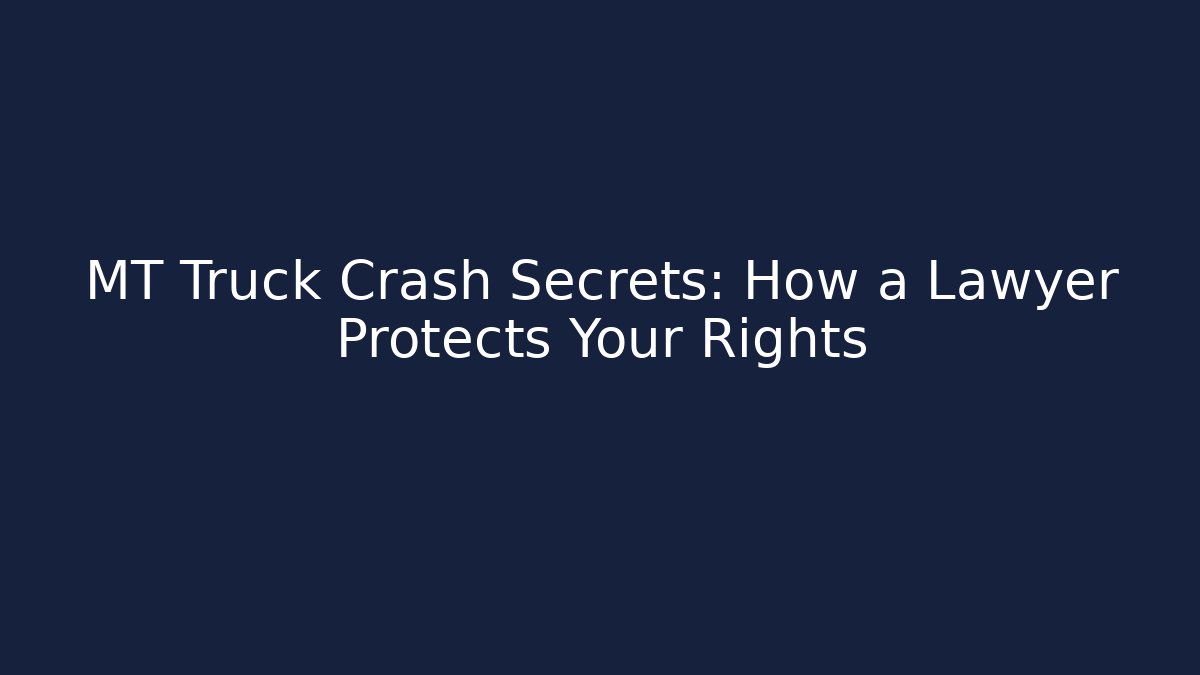 MT Truck Crash Secrets: How a Lawyer Protects Your Rights