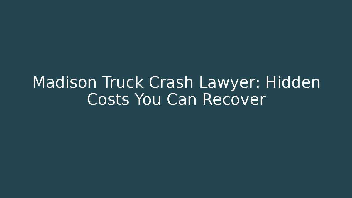 Madison Truck Crash Lawyer: Hidden Costs You Can Recover