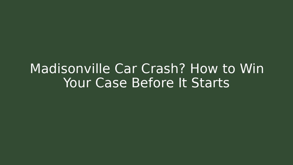 Madisonville Car Crash? How to Win Your Case Before It Starts
