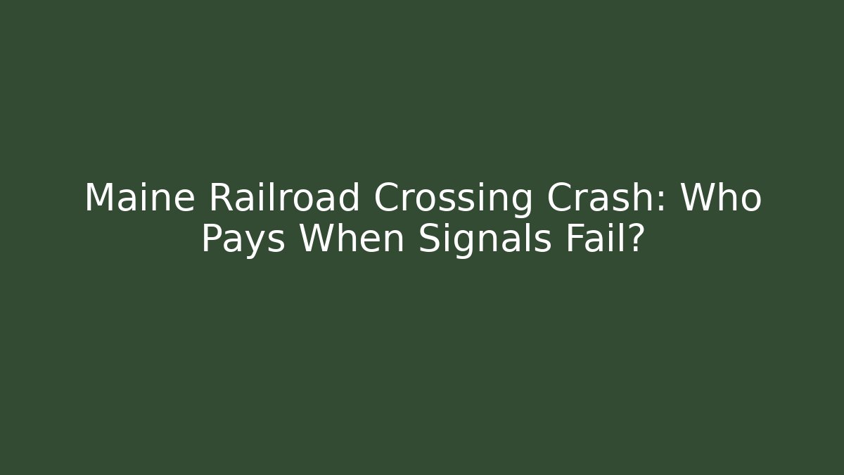 Maine Railroad Crossing Crash: Who Pays When Signals Fail?