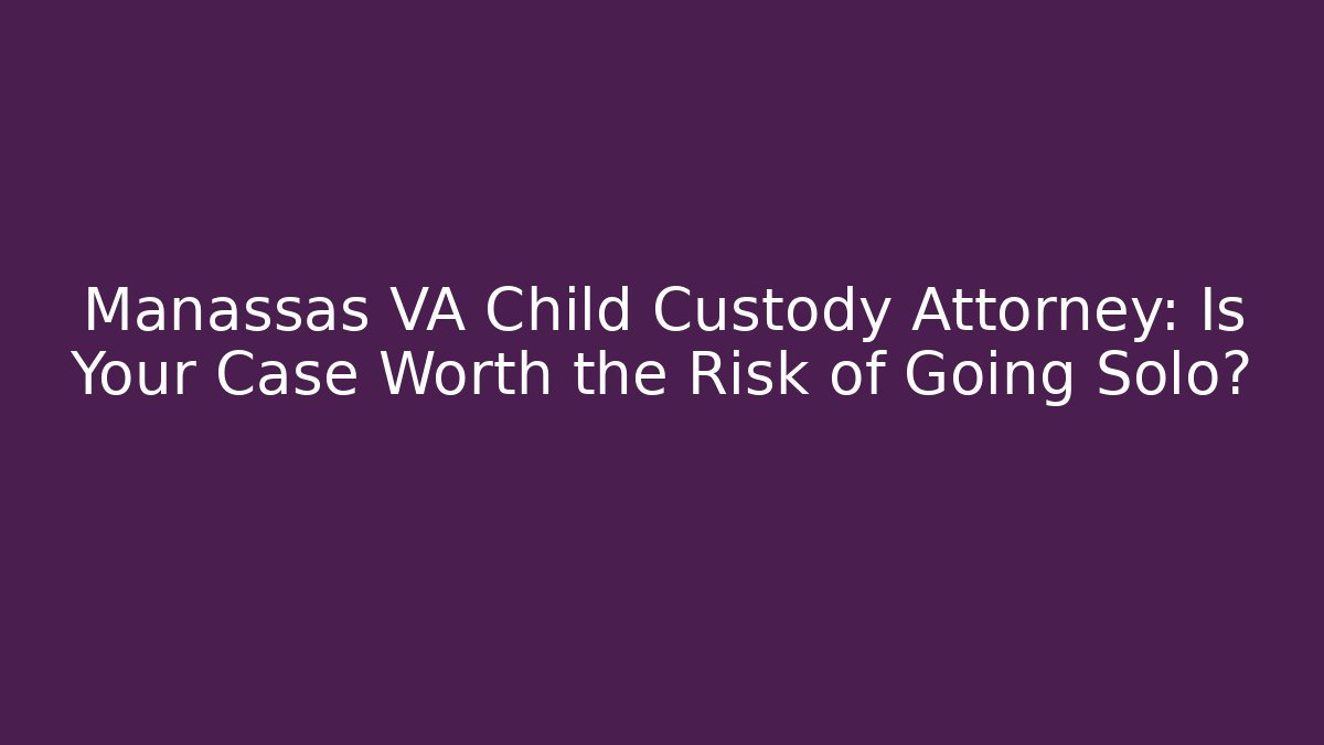 Manassas VA Child Custody Attorney: Is Your Case Worth the Risk of Going Solo?