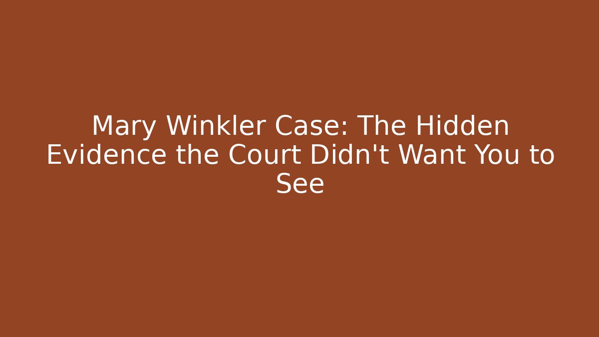 Mary Winkler Case: The Hidden Evidence the Court Didn't Want You to See